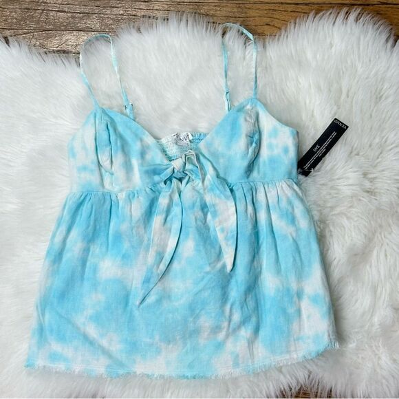 VENUS Blue and White Tie Front Camisole - Picture 1 of 11